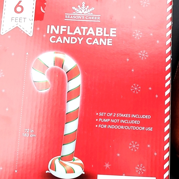 6 ft INFLATABLE CANDY CANE - Picture 2 of 3